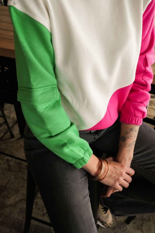 Sweat Géométrique Fantastique Vert et Rose – Image 4